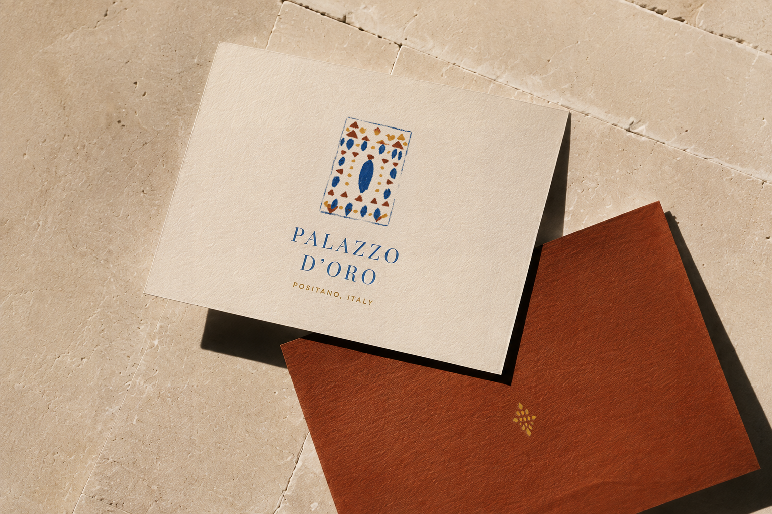Palazzo D'Oro correspondence cards in cream and terracotta